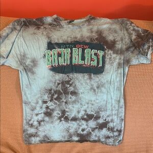 Blue and Brown Short Sleeve Tee with Organic Pattern